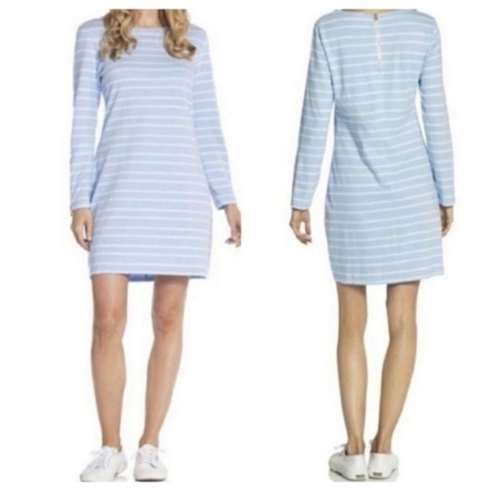 Sail to Sable blue white rope texture stripe dress